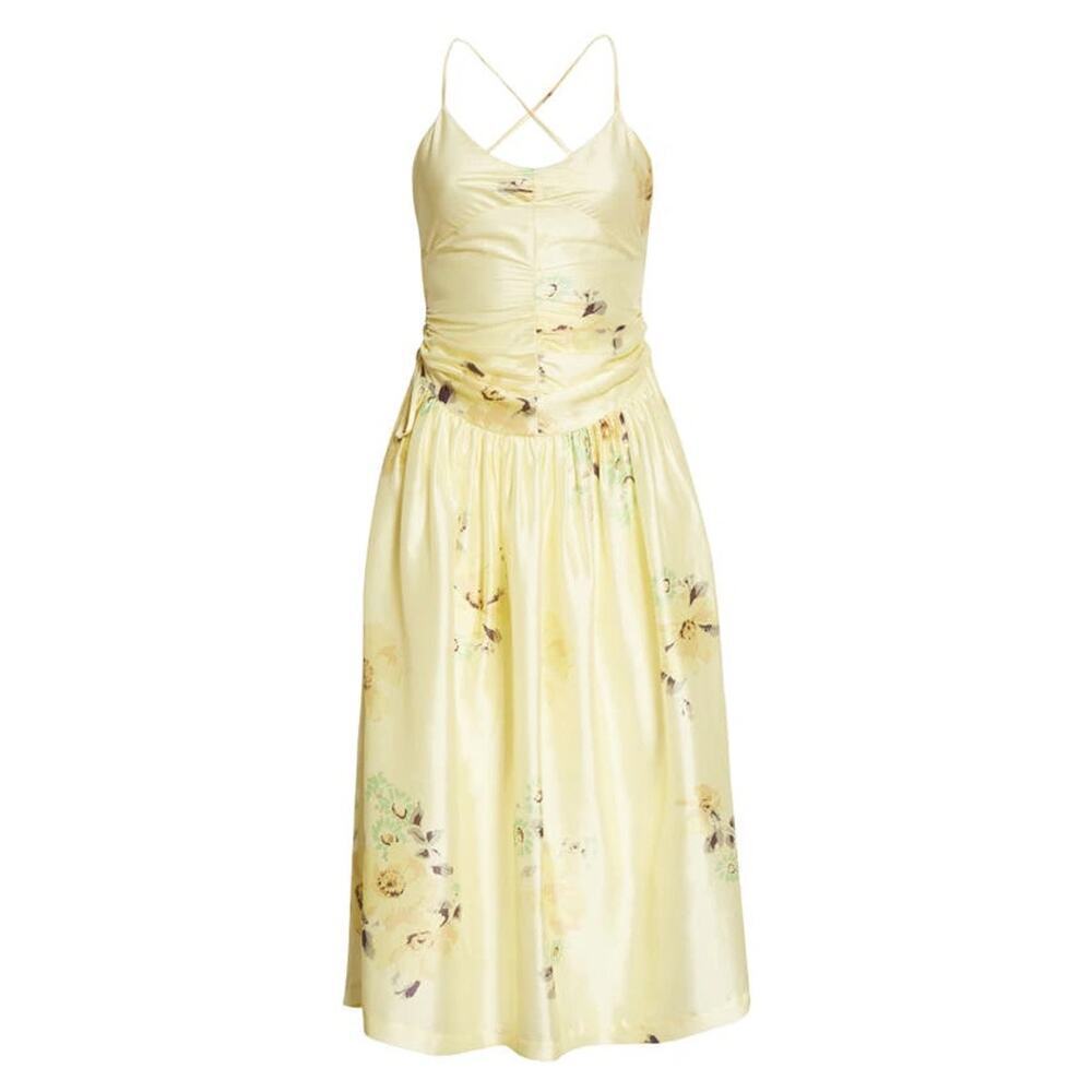Rebecca Taylor Positano Rose Floral Strappy Open Back Silk Dress - Size 12 NWT
